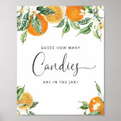 Waterverf kleine kuddes raden hoeveel snoepjes poster (Voorkant)