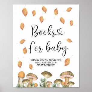 Waterverf kleine paddenstoel, herfst boeken voor b poster