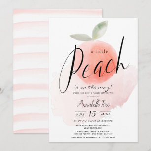 Waterverf Kleine Peach roze virtueel Baby shower Kaart
