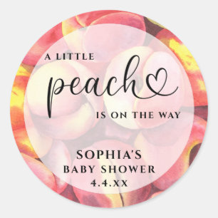 Waterverf Kleine perzik is op komst baby shower Ronde Sticker