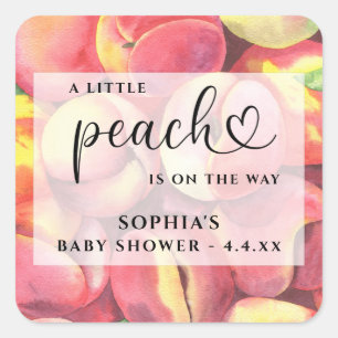 Waterverf Kleine perziken is onderweg naar baby sh Vierkante Sticker