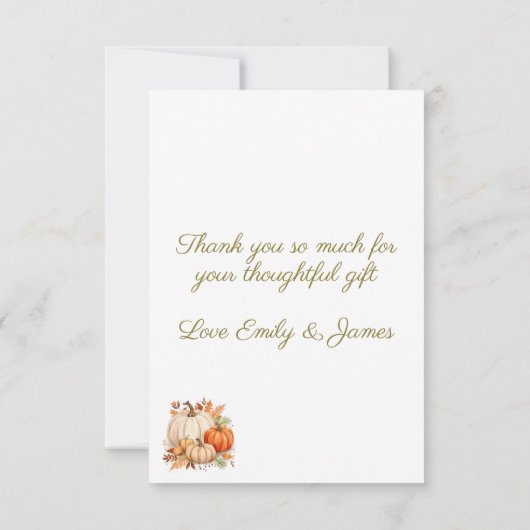 Waterverf Kleine Pompoen Baby shower Plat Bedankkaart (Achterkant)