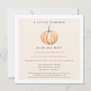 Waterverf Kleine Pompoen Op Weg Baby Shower Kaart
