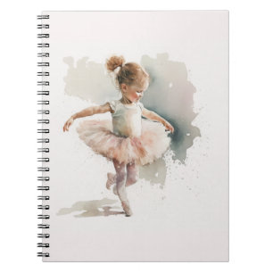 waterverf kleine, schattige ballerina in een roze  notitieboek