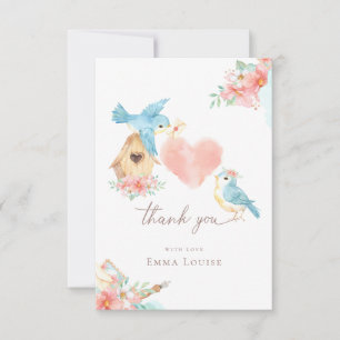 Waterverf Kleine Vogels Meisje Baby Shower Bedankkaart