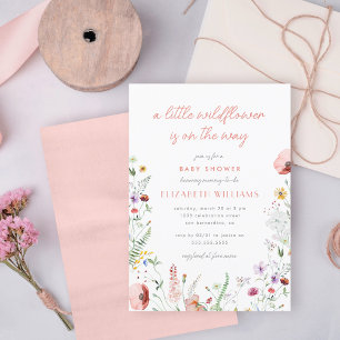 Waterverf Kleine Wildflower Meisje Baby shower Kaart