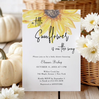 Waterverf Kleine Zonnebloem Baby Shower Kaart