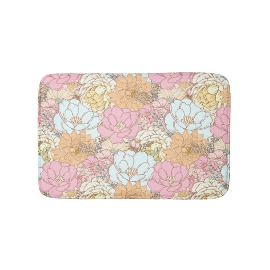 Waterverf Kleurig floreel patroon Badmat (Voorkant)