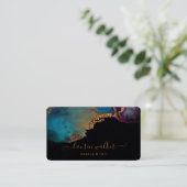 Waterverf Kleurrijk Gouden Geweven Visitekaartje (Staand voorkant)