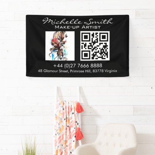 Waterverf kleurrijk haarstijl golvend haar make-up spandoek (Insitu)