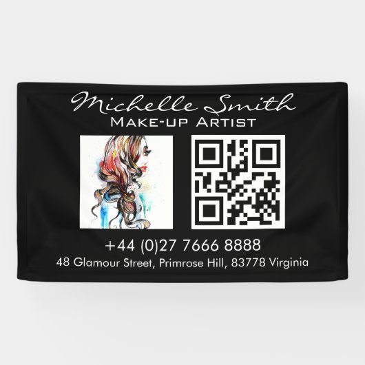 Waterverf kleurrijk haarstijl golvend haar make-up spandoek (Horizontaal)