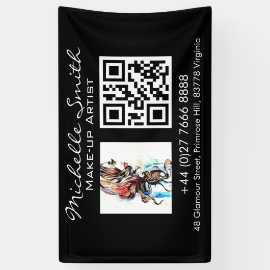 Waterverf kleurrijk haarstijl golvend haar make-up spandoek (Verticaal)