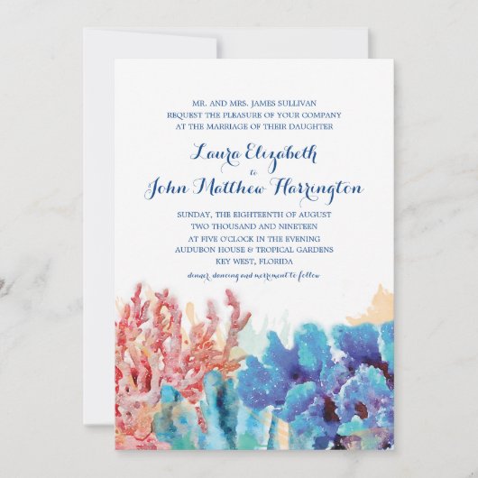 Waterverf kleurrijk koraalrif | Weddenschap Kaart (Voorkant)