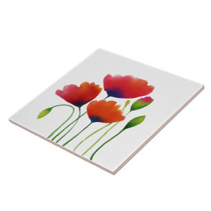Waterverf Kleurrijk Poppies Design Tegeltje