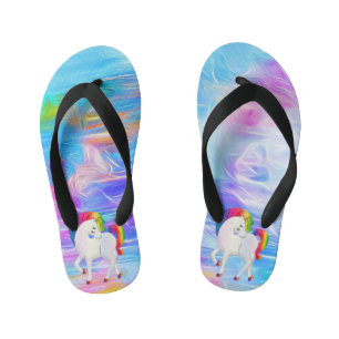 Waterverf, kleurrijk, regenboogvlies kinder teenslippers