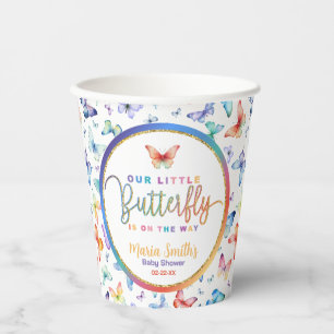 Waterverf Kleurrijk Vlinder Baby shower Papieren Bekers
