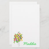 Waterverf kleurrijke abstracte boom briefpapier (Voorkant / Achterkant)