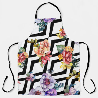 Waterverf kleurrijke bouquetbloem. Floral botanic Schort