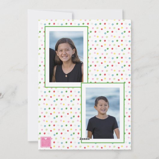 Waterverf Kleurrijke Confetti Kerstbomen Foto Feestdagenkaart (Achterkant)