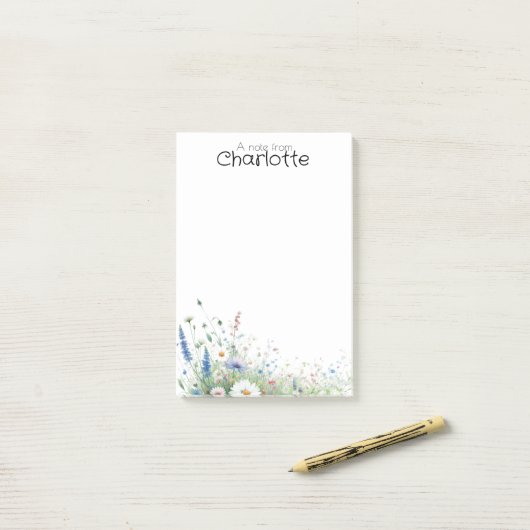 Waterverf kleurrijke daisy naam post-it® notes (Op bureau)