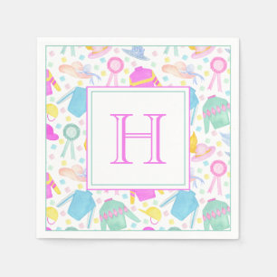 Waterverf Kleurrijke Derby Truien & Petten Monogra Servet