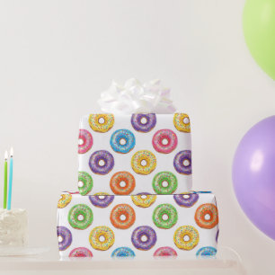 Waterverf Kleurrijke Donuts met Strooisel Cadeaupapier