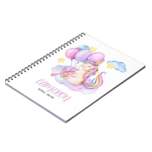 Waterverf Kleurrijke Eenhoorn Gepersonaliseerd Not Notitieboek (Linkerzijde)