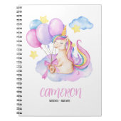 Waterverf Kleurrijke Eenhoorn Gepersonaliseerd Not Notitieboek (Voorkant)