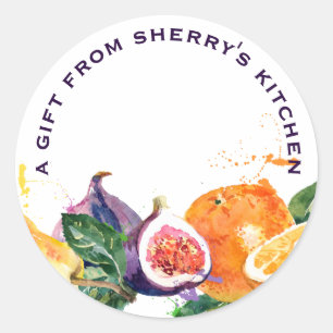 Waterverf Kleurrijke Fruit Bakkerij Home Bakken Ronde Sticker