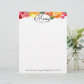 Waterverf kleurrijke fruitfeestmenuletterkop (Staand voorkant)