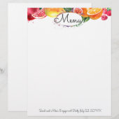 Waterverf kleurrijke fruitfeestmenuletterkop (Voorkant / Achterkant)