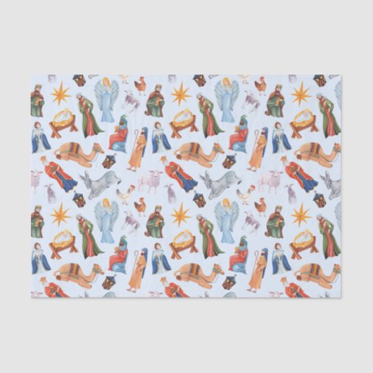 Waterverf Kleurrijke Geboorte Kerstmis Tissuepapier (Voorkant)