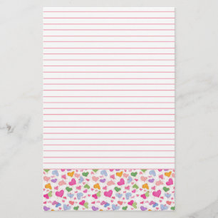 Waterverf Kleurrijke Harten Roze Pastelvoering Briefpapier