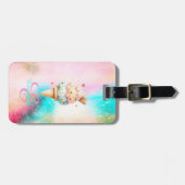 Waterverf Kleurrijke Ice Cream Cone Monogram Bagagelabel (Voorkant horizontaal)