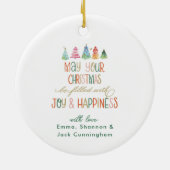 Waterverf kleurrijke kerstbomen keramisch ornament (Achterkant)