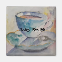 Waterverf kleurrijke koffie-mok met saucer