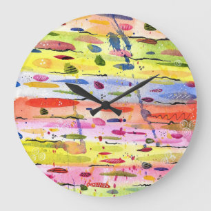Waterverf kleurrijke lijnen Abstract Grote Klok