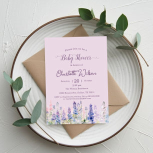 Waterverf Kleurrijke Lupine Bloemen Baby Shower Kaart