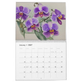 Waterverf Kleurrijke Orchidee Botanische Kalender (Jan 2027)