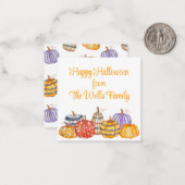 Waterverf Kleurrijke Patterned Pompoenen Behuizing Notitiekaartje (Voorkant / Achterkant in situ)