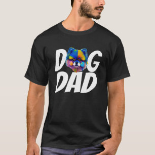 Waterverf Kleurrijke Pommerse Moeder Hond Papa Man T-shirt