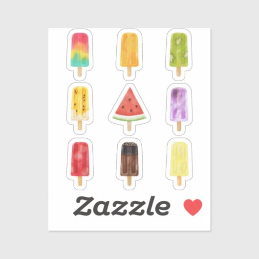 Waterverf Kleurrijke Popsicles sticker Pack (Vel)