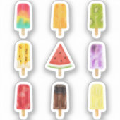 Waterverf Kleurrijke Popsicles sticker Pack (Voorkant)