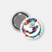 Waterverf Kleurrijke Skydiver Magneet (Voorkant / Achterkant)