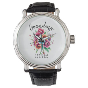 Waterverf Kleurrijke Wildflowers Grootmoeder Horloge