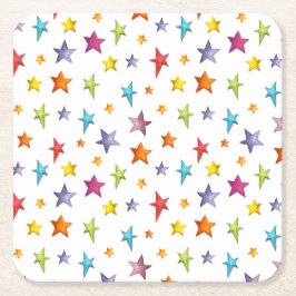 Waterverf kleursterren werpen kussen vierkante kartonnen onderzetter