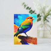 Waterverf kleurvogel briefkaart (Staand voorkant)