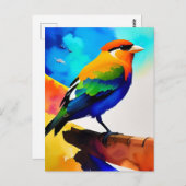 Waterverf kleurvogel briefkaart (Voorkant / Achterkant)