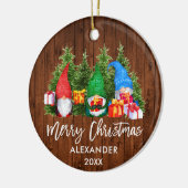 Waterverf Knomes voor kersthout in penseelscript Keramisch Ornament (Links)