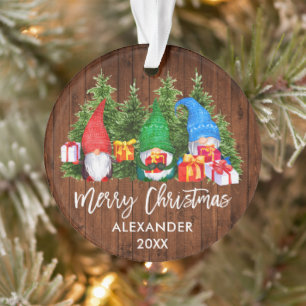 Waterverf Knomes voor kersthout in penseelscript Ornament